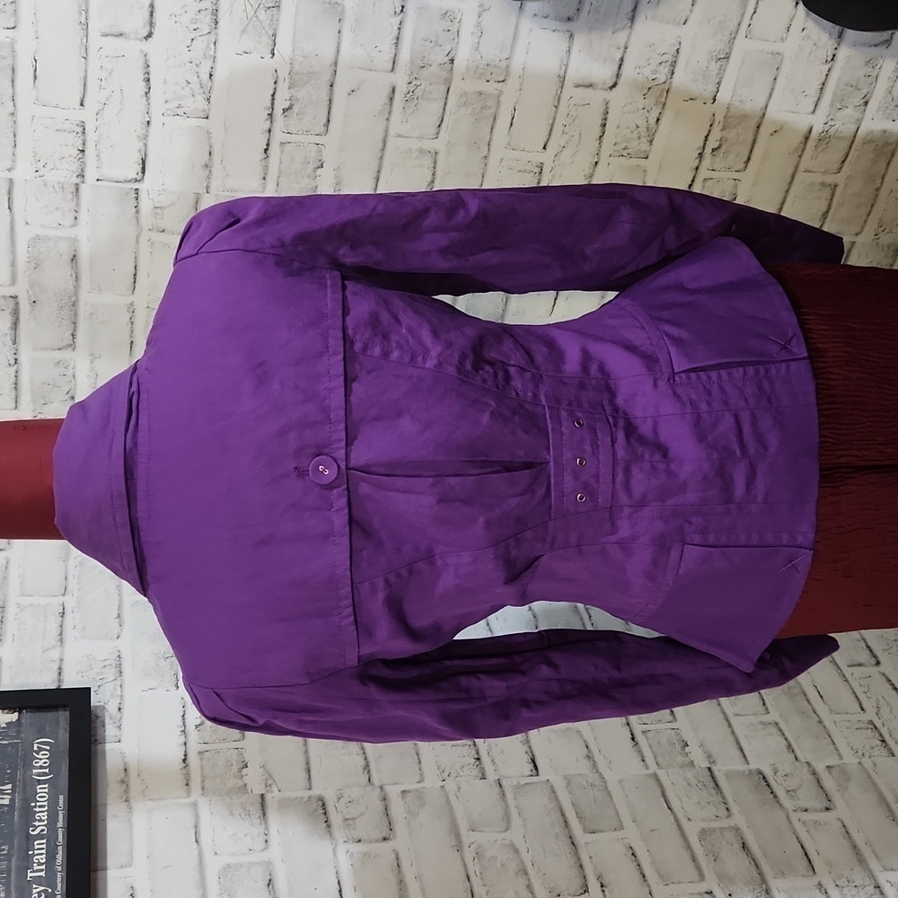 BCBGMaxAzria Purple Ruffle Front Jacket - Picture 3 of 12